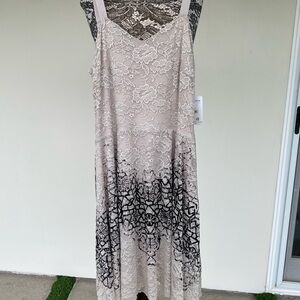 Free People Sleeveless Lace Dress In Taupe and Black size Medium